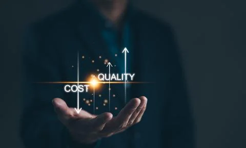 Cost reduction concept. Quality increase and cost optimization Stock Photos