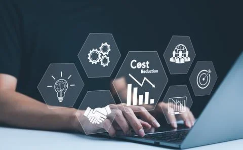 Cost reduction concept. Quality increase and cost optimization, Stock Photos