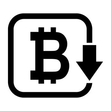 Cost reduction- decrease bitcoin icon. Vector symbol image isolated on backgr 库存插图