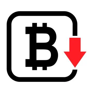 Cost reduction- decrease bitcoin icon. Vector symbol image isolated on backgr イラスト素材