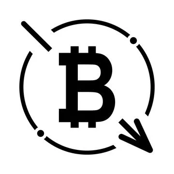 Cost reduction- decrease bitcoin icon. Vector symbol image isolated on backgr Stock Illustration