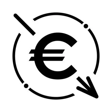 Cost reduction- decrease euro icon. Vector symbol isolated on background Stockillustratie