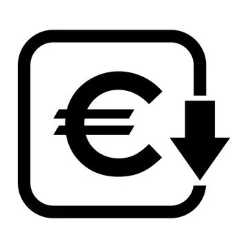 Cost reduction- decrease euro icon. Vector symbol isolated on background 库存插图