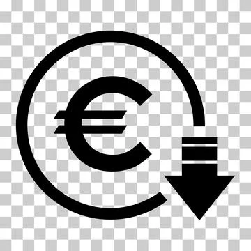 Cost reduction- decrease euro icon. Vector symbol isolated on background 库存插图