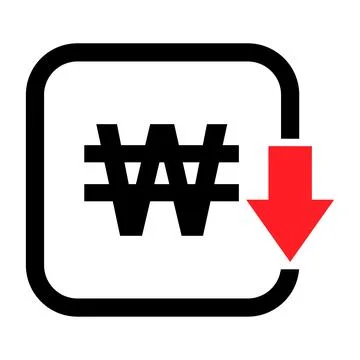 Cost reduction- decrease won icon. Vector symbol isolated on background Stockillustratie