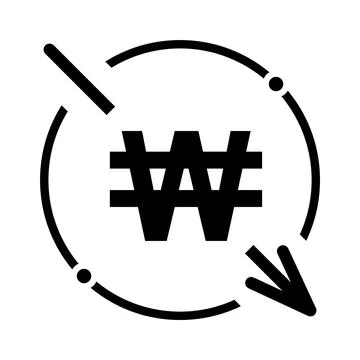 Cost reduction- decrease won icon. Vector symbol isolated on background 库存插图