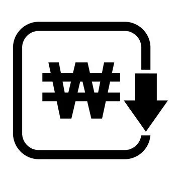 Cost reduction- decrease won icon. Vector symbol isolated on background Illustrazione stock