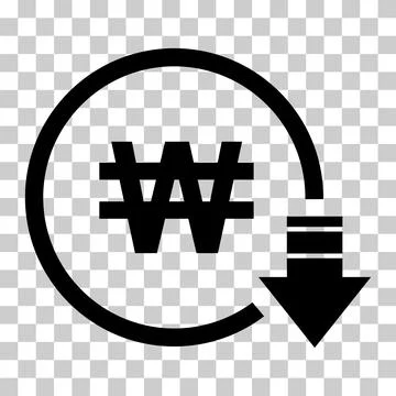 Cost reduction- decrease won icon. Vector symbol isolated on background 库存插图