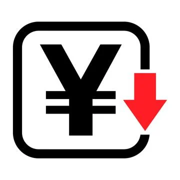 Cost reduction- decrease yuan icon. Vector symbol image isolated on backgroun イラスト素材
