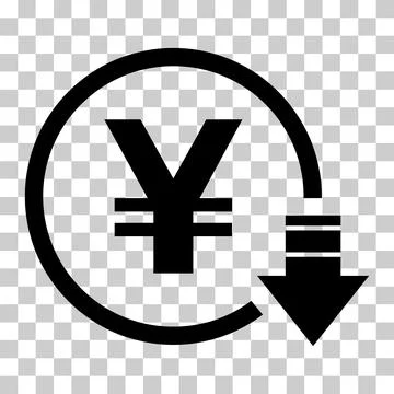 Cost reduction- decrease yuan icon. Vector symbol image isolated on backgroun Stockillustratie