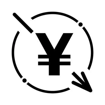 Cost reduction- decrease yuan icon. Vector symbol image isolated on backgroun Illustrazione stock