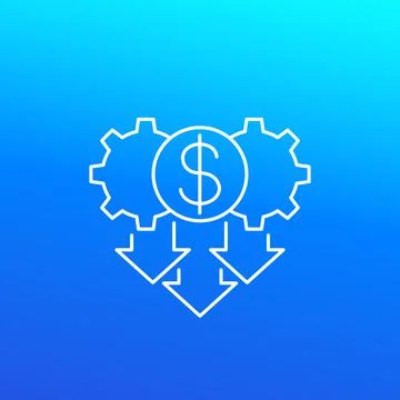 Cost reduction icon in linear design Stock Illustration