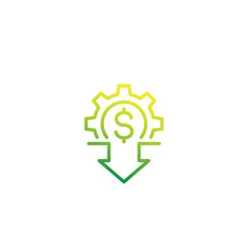 Cost reduction icon, linear Stock Illustration