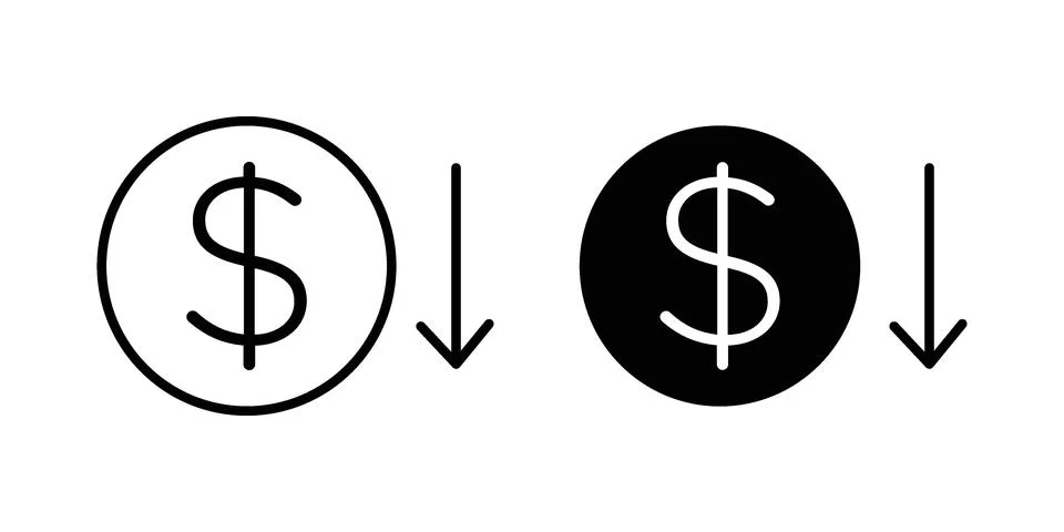 Cost reduction icon set modern line and solid style collection. Stock Illustration