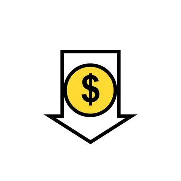 Cost reduction icon. Vector symbol image isolated on white background Illustrazione stock