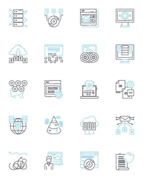 Cost reduction linear icons set. Optimization, Efficiency, Streamlining Stock Illustration