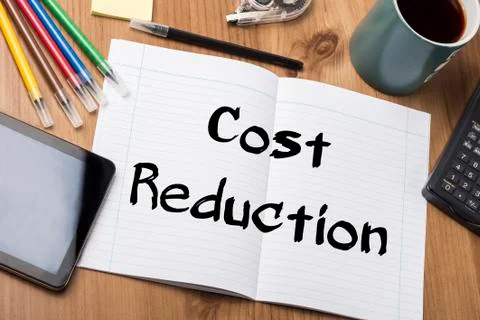 Cost Reduction - Note Pad With Text Stock Photos