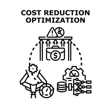 Cost reduction optimization process for business management Illustration