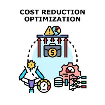 Cost reduction optimization process for business management Illustration