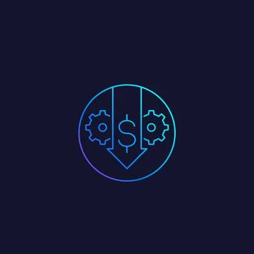 Cost reduction or reduce icon, line vector Stock Illustration