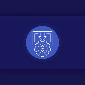 Cost reduction thin line icon Stock Illustration