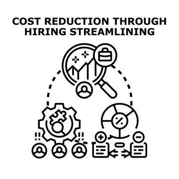 Cost reduction through hiring process streamlining concept Stock Illustration