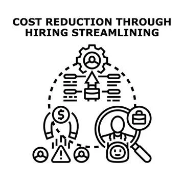 Cost reduction through streamlining hiring process and recruitment efficiency Stock Illustration