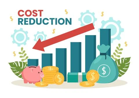 Cost Reduction Vector Illustration with Decrease, Price Minimising or Falli.. Stock Illustration