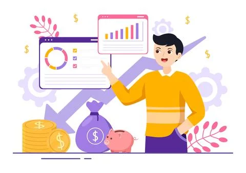 Cost Reduction Vector Illustration with Decrease, Price Minimising or Falli.. Stock Illustration