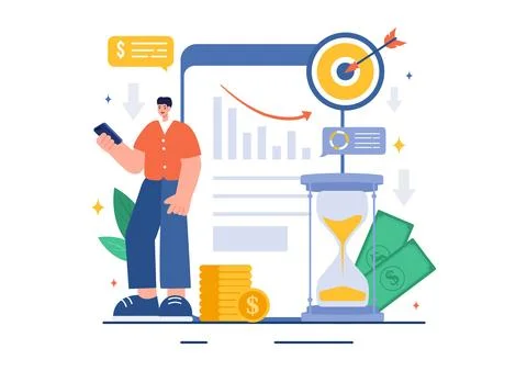 Cost Reduction Vector Illustration depicting Decrease, Price Minimization, .. 库存插图