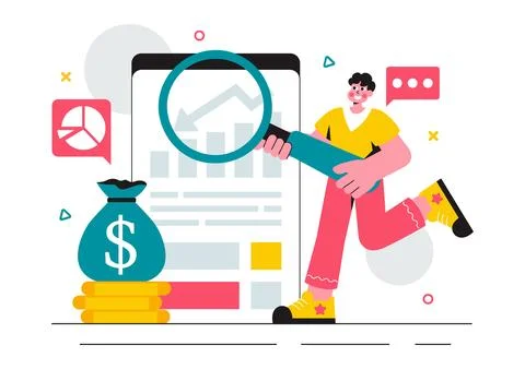 Cost Reduction Vector Illustration featuring Decreasing Expenses, Price Min.. Stock Illustration