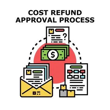 Cost refund approval process with financial transactions Stock Illustration