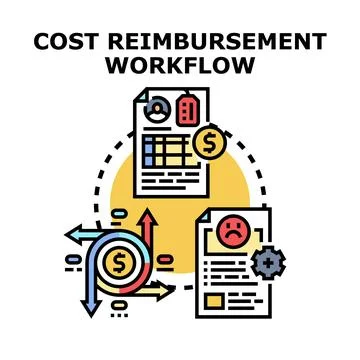 Cost reimbursement workflow process document management Stock Illustration