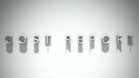 Cost Report 3D title animation with shadows on a white background Stock Footage 296589246