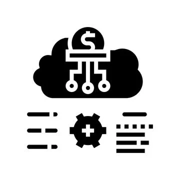 Cost researching company and processing glyph icon vector illustration Illustrazione stock