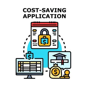 Cost saving application concept providing financial security Stock Illustration