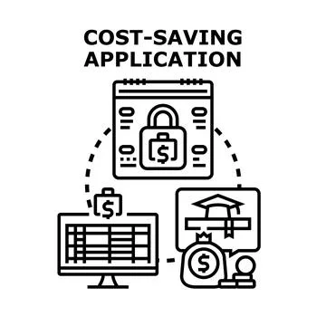 Cost saving application concept providing financial security Stock Illustration