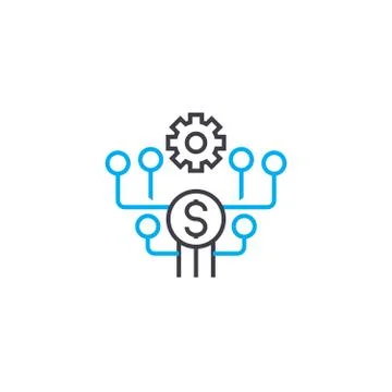 Cost saving linear icon concept. Cost saving line vector sign, symbol 스톡 일러스트