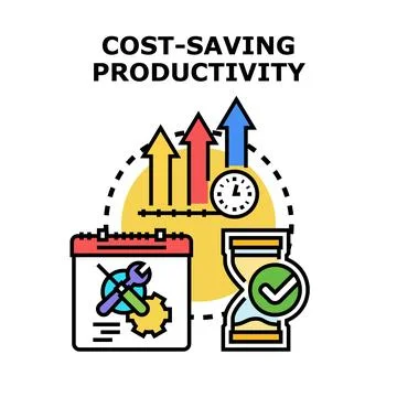 Cost saving productivity concept vector illustration Stock Illustration