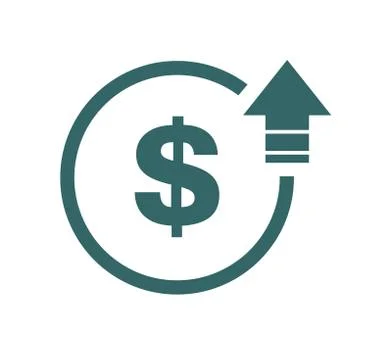 Cost symbol dollar increase icon. Vector symbol image isolated on background Stock Illustration