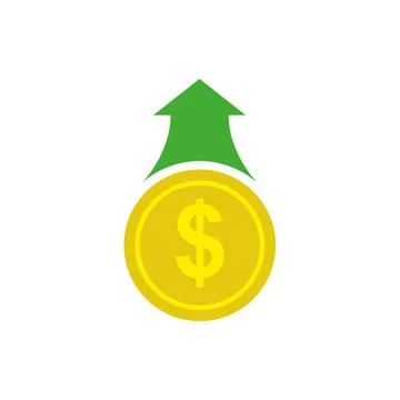 Cost symbol increase icon. Vector symbol image isolated on background . Stock Illustration