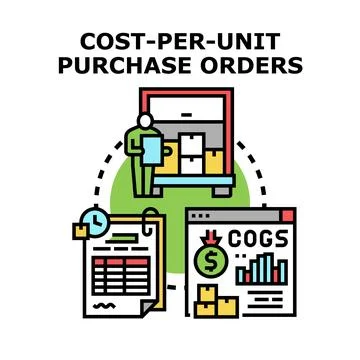 Cost per unit purchase orders managing financial data Stock Illustration
