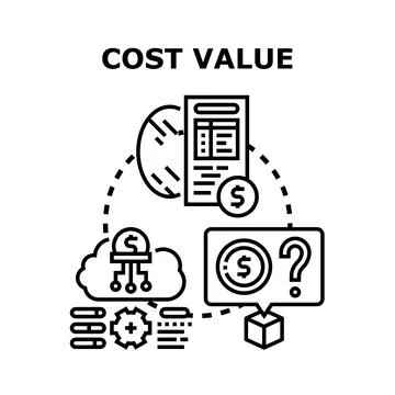 Cost value analyzing and optimizing business expenses Stock Illustration