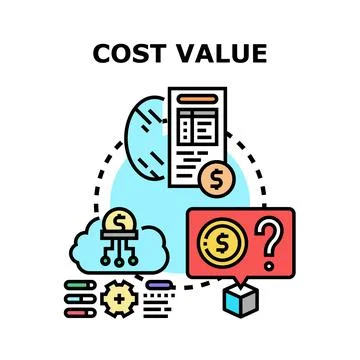 Cost value analyzing and optimizing business expenses Stock Illustration
