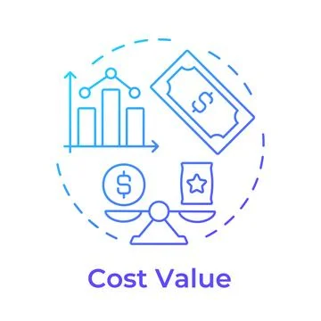 Cost value blue gradient concept icon Stock Illustration