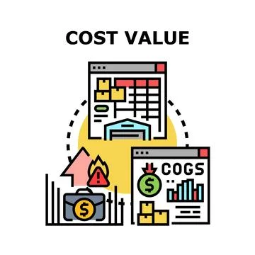 Cost value business management analyzing financial efficiency Stock Illustration