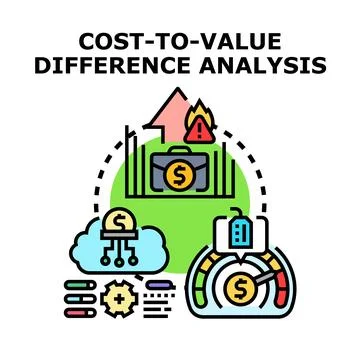Cost to value difference analysis concept 스톡 일러스트
