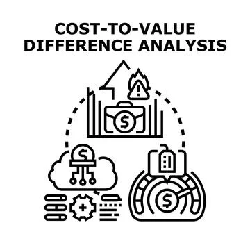 Cost to value difference analysis concept 스톡 일러스트
