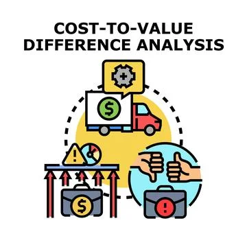 Cost to value difference analysis illustrating business decisions 스톡 일러스트