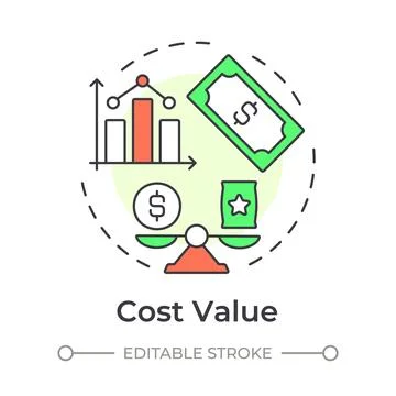 Cost value multi color concept icon 스톡 일러스트